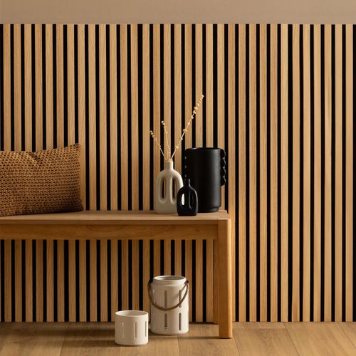 Panneau mural déco 120x60 cm COLVA Naturel/Noir