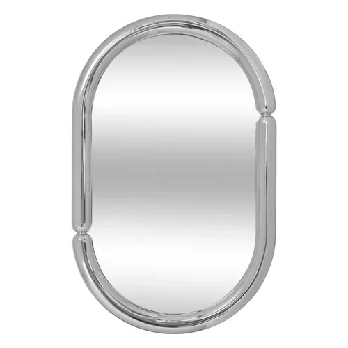 Miroir ovale H. 55 cm MICAELA Argenté vue de face