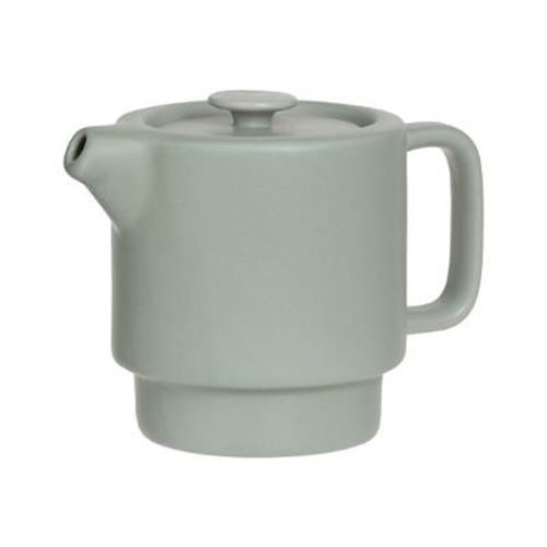 Théière En Céramique Vert Menthe Avec Tasse Intégrée Et Socle En Bambou