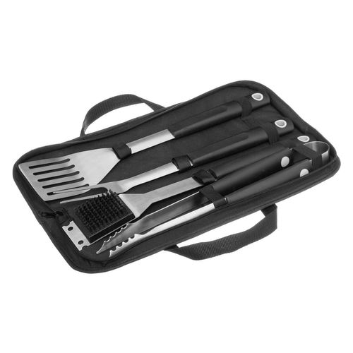 Kit 4 Ustensiles De Barbecue Avec Rangement - Noir