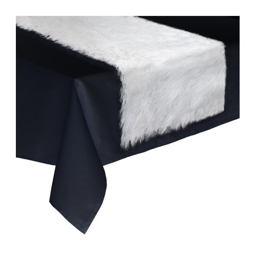 Chemin De Table Fourrure Blanche Pailletée Argent 45 X 150 Cm