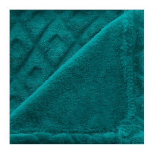 Plaid Bleu Canard Motif Losange En Relief  180 X 230 Cm