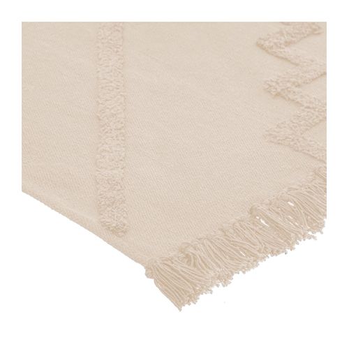 Tapis Décoratif En Coton Ivoire Motif Tufté 120 X 170 Cm