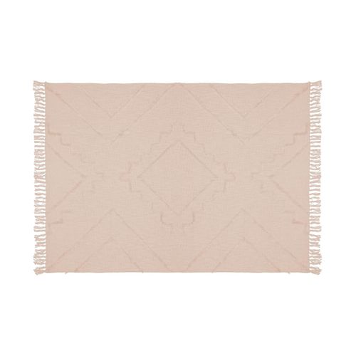 Tapis Décoratif En Coton Ivoire Motif Tufté 120 X 170 Cm