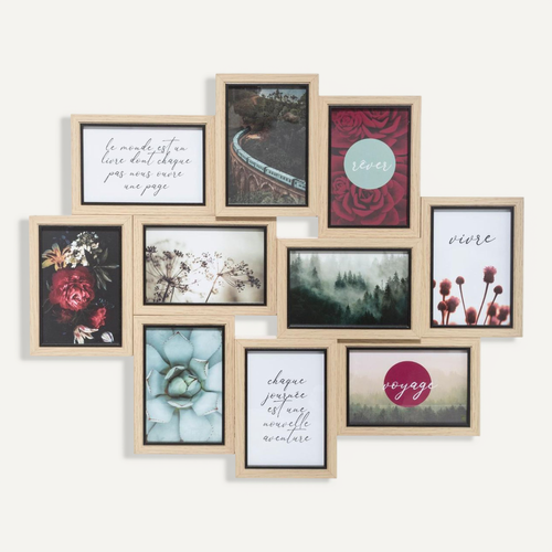 Cadre Pêle-mêle Multivues En Bois Et Verre 10 Photos 58 X 49 Cm