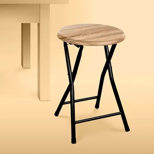 Tabouret pliant NOMADE Gris foncé / Naturel vue d'ambiance 1