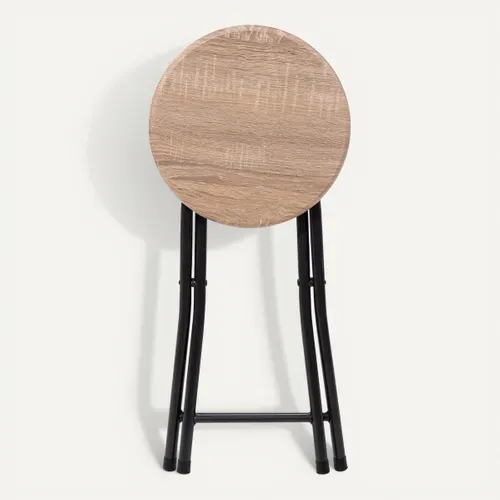 Tabouret pliant NOMADE Gris foncé / Naturel vue de face