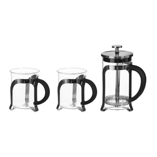 Coffret Cafetière et 2 Tasses "café" 60cl Noir