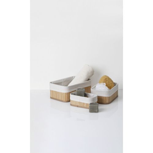 Lot De 3 Paniers En Bambou Naturel Et Polyester