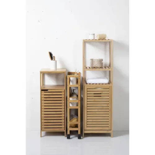 Desserte De Salle De Bain Sur Roues 3 Niveaux En Bambou