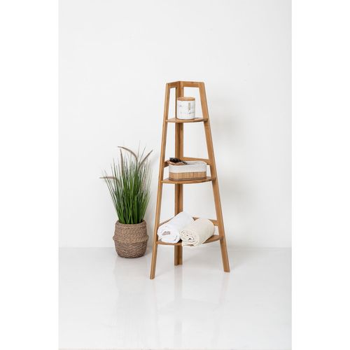 Étagère De Rangement D'angle 3 Niveaux En Bambou H 103 Cm