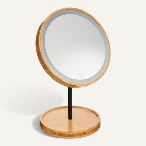 Miroir Pivotant Lumineux à LED En Bambou