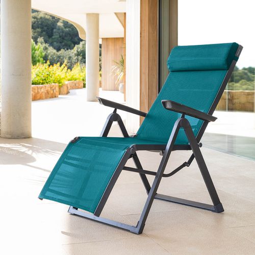 Chaise Longue Decima Bleu Canard/graphite - Bleu Canard
