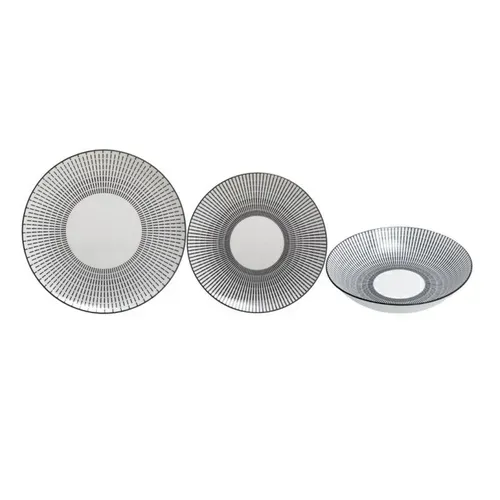 Service de vaisselle 18 pièces LUNIS Noir / Blanc vue d'ambiance 1