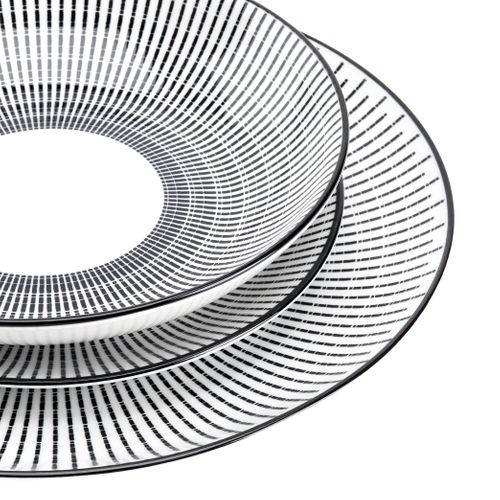 Service de vaisselle 18 pièces LUNIS Noir / Blanc vue détaillée
