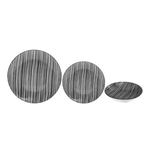 Service De Table 18 Pièces "bohemia Zèbre" 27cm Noir