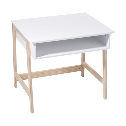 Bureau Enfant Maternelle En Bois Blanc Et Naturel H 52 Cm