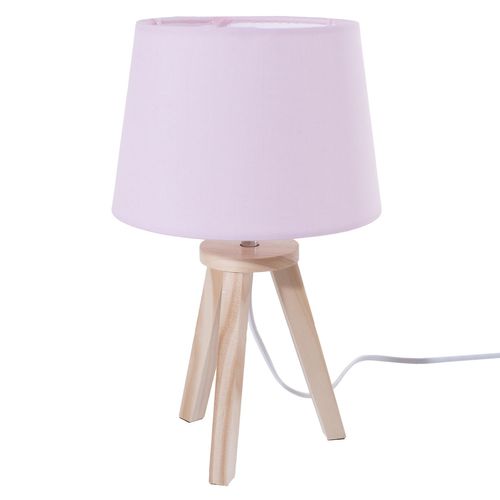 Lampe De Chevet En Bois Sur 3 Pieds - H. 30,5 Cm - Rose