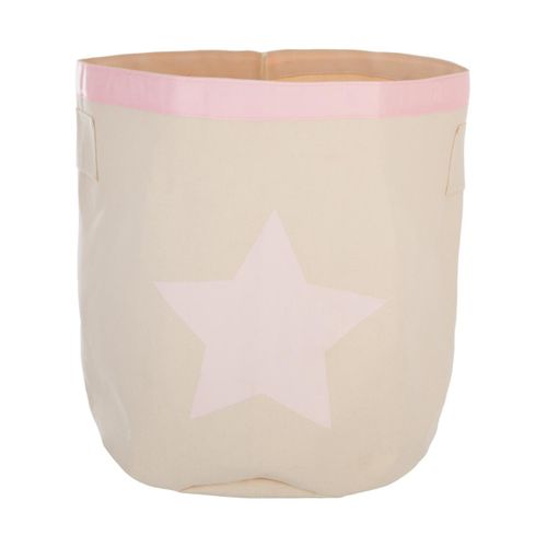 Bac De Rangement Canvas Écru Et Rose