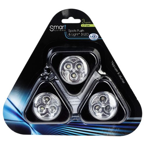 Lot de 3 spots LED à piles - Argenté