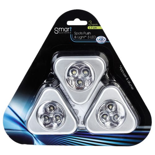 Lot de 3 spots LED à piles - Argenté