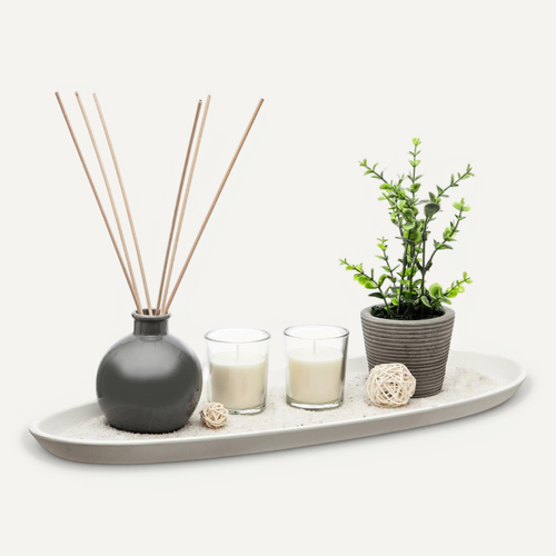 Coffret Senteur Ylang-ylang Plateau, Diffuseur De Parfum, Bougies Parfumées Et Accessoires