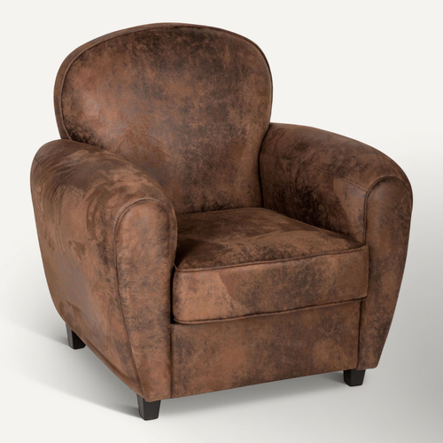Fauteuil Club "stanis" Effet Cuir Marron