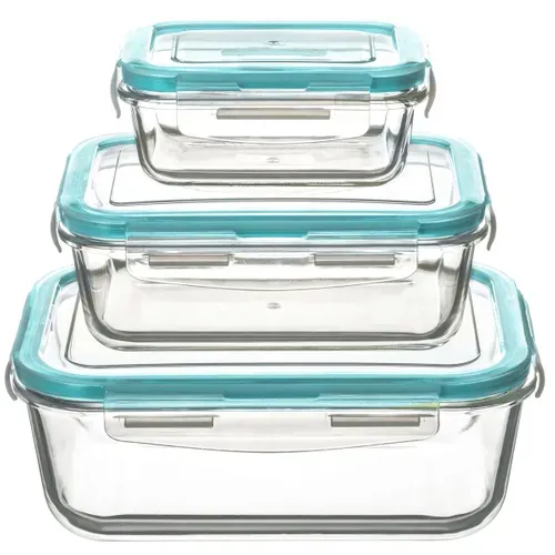 Lot de 3 boîtes CLIPEAT Bleu / Transparent vue de face