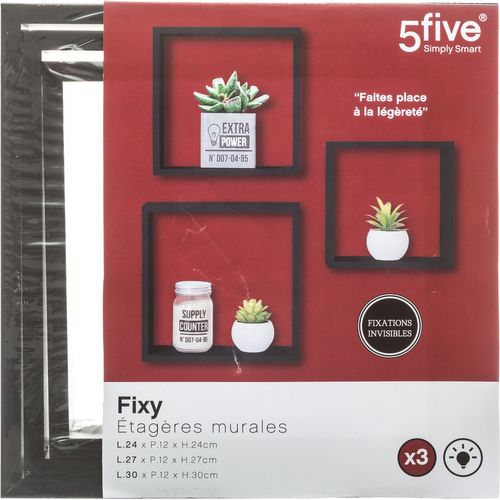 Lot De 3 Etagères Fixy Cub - Noir