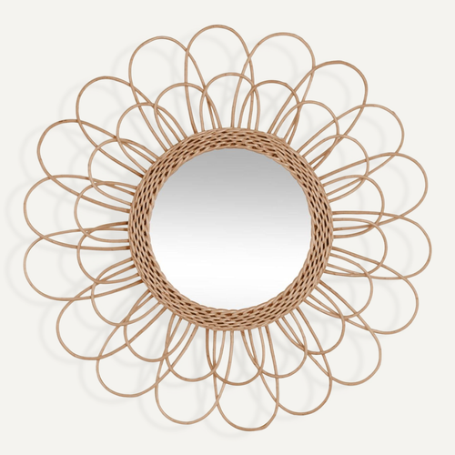 Miroir Mural Fleur En Rotin D 56 Cm