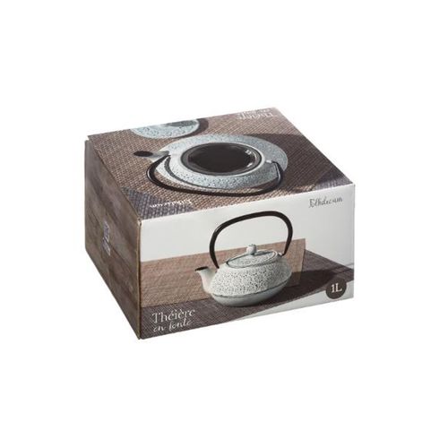Théière En Fonte Vintage Folk - 1000 Ml - Blanc