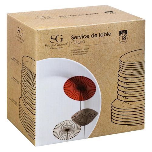 Service De Table 18 Pièces "osara" 27cm Blanc