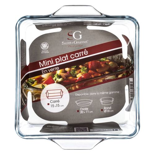Mini Plat Carré 13x13 Cm En Verre 450 Ml