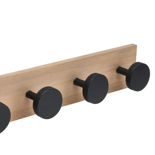 Patère murale 4T Naturel / Noir