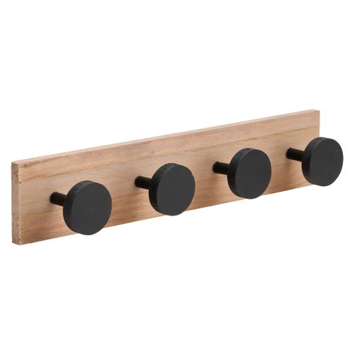 Patère murale 4T Naturel / Noir