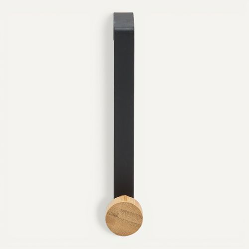 Patère de porte 1T  Noir / Naturel vue de face