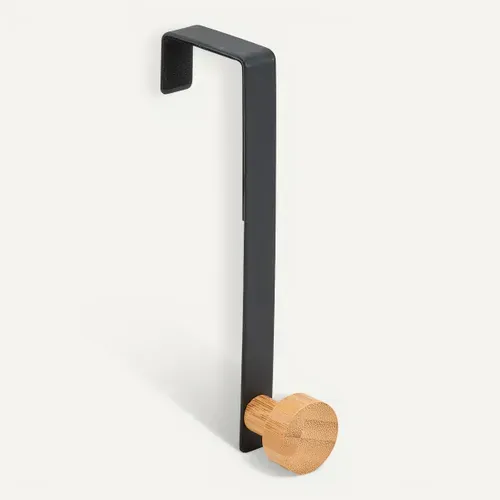 Patère de porte 1T  Noir / Naturel vue 3/4