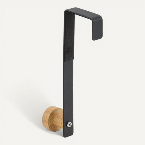 Patère de porte 1T  Noir / Naturel vue de derrière