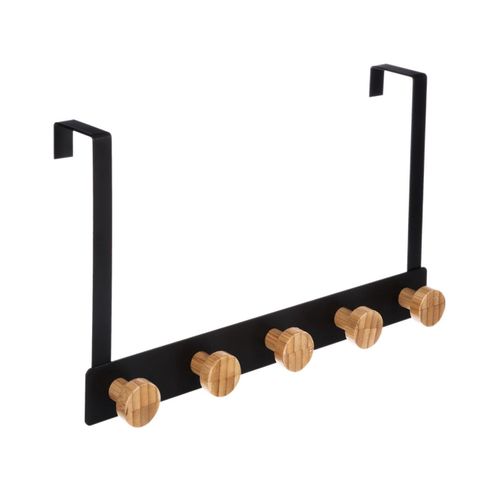 Patère de porte 5T Noir / Naturel