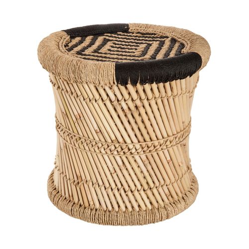 Lot De 2 Tables D'appoint En Corde Noire Et Beige