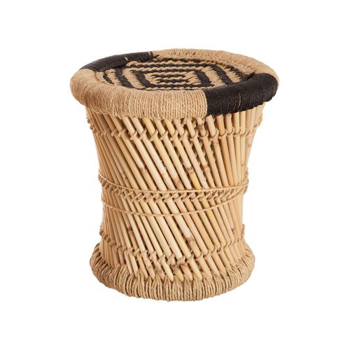 Lot De 2 Tables D'appoint En Corde Noire Et Beige