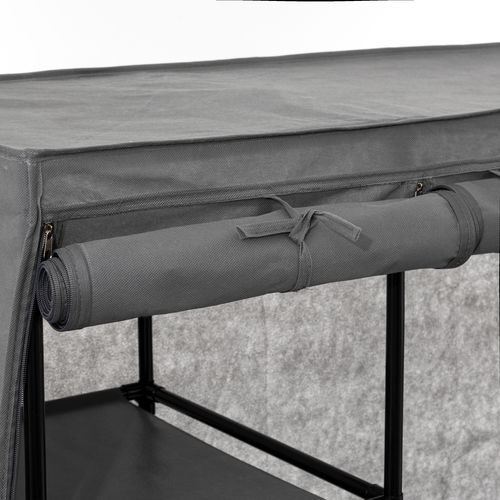 Armoire En Tissu Avec Penderie, étagères Et Boites De Rangement - Gris Anthracite