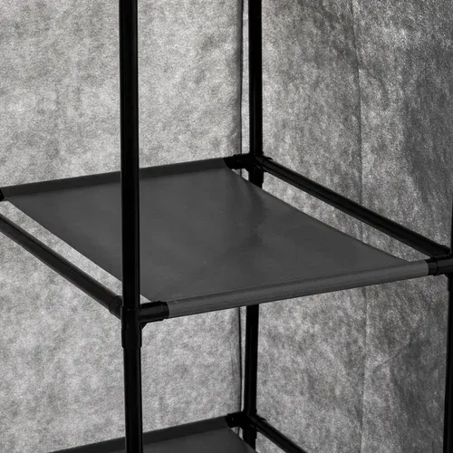 Armoire En Tissu Avec Penderie, étagères Et Boites De Rangement - Gris Anthracite