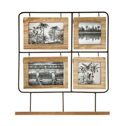 Cadre Pêle-mêle Multivues à Poser 4 Photos En Bois Et Métal 36 X 42 Cm