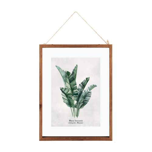 Cadre Décoratif Feuilles En Bois Et Verre 38 X 48 Cm