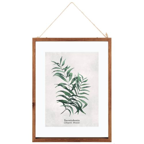Cadre Décoratif Feuilles En Bois Et Verre 38 X 48 Cm