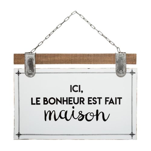 Plaque Décorative En Bois Et Métal Avec Citation 35 X 25 Cm