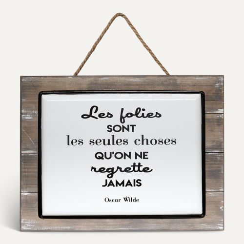 Plaque Décorative En Bois Et Métal Céramique Avec Citation 40 X 30 Cm