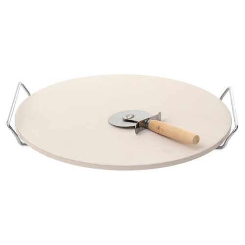 Pierre à Pizza et Roulette "grille" 35cm Argent