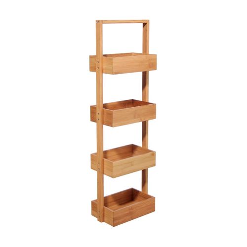 Étagère De Rangement Desserte 4 Niveaux En Bambou H 88 Cm